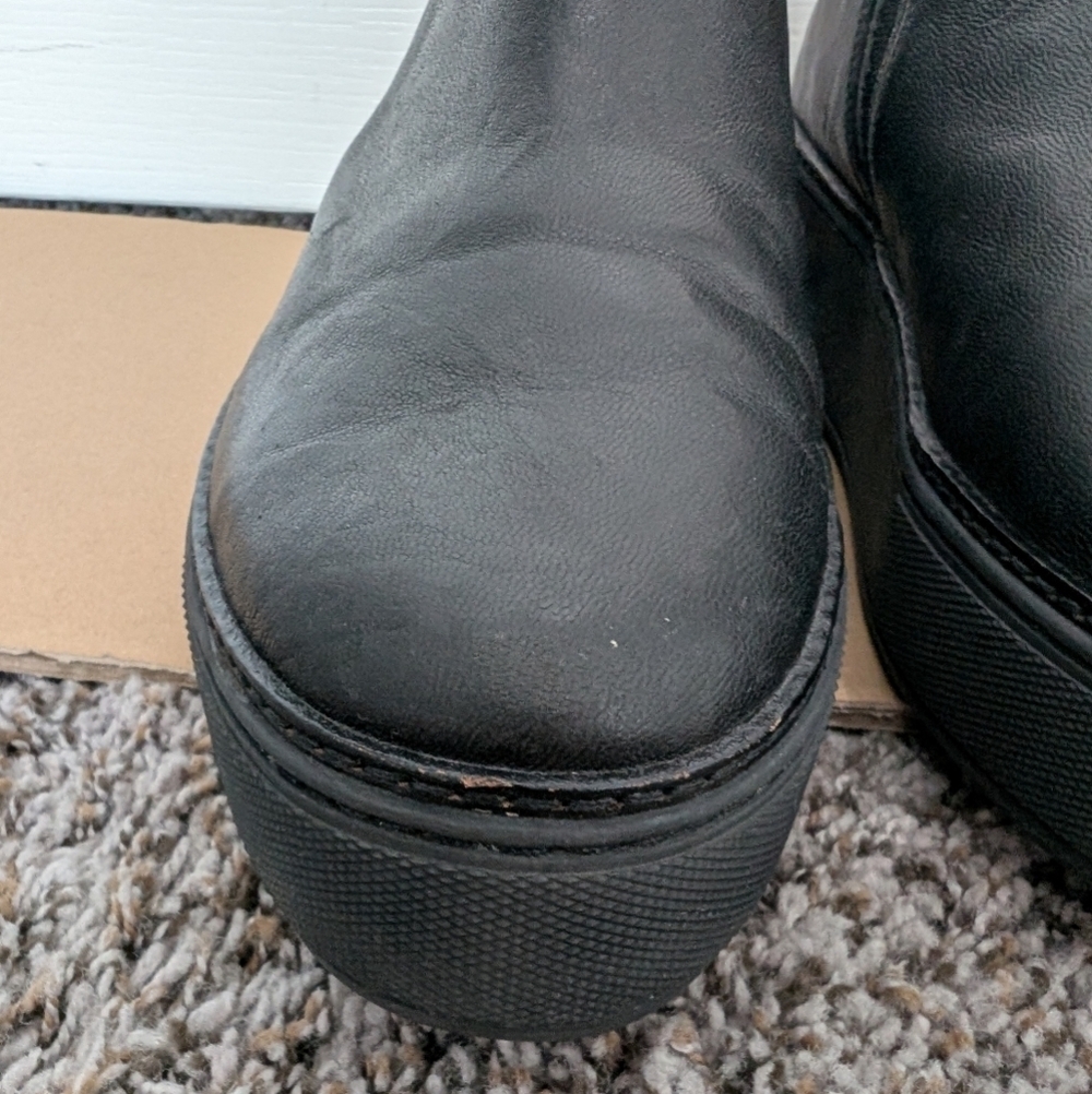 J/SLIDES Mika Solid Black Ankle Boot Platform Slip-Ons - Picture 4 of 12